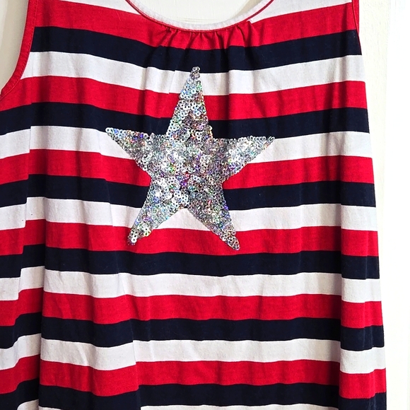 5/$25🌴The Children's Place Horizontal Stripes Iridescent Sequin Star L Dress - Picture 2 of 6